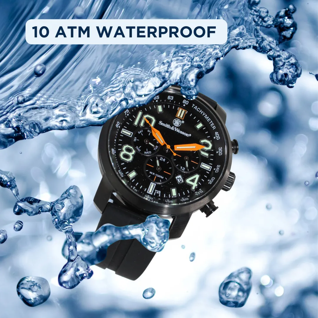 Black Smith & Wesson Tritium Chronograph Gold, Silicone Strap