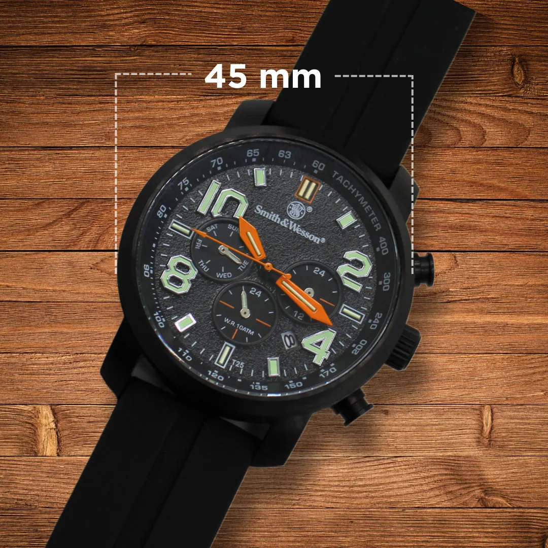 Black Smith & Wesson Tritium Chronograph Gold, Silicone Strap