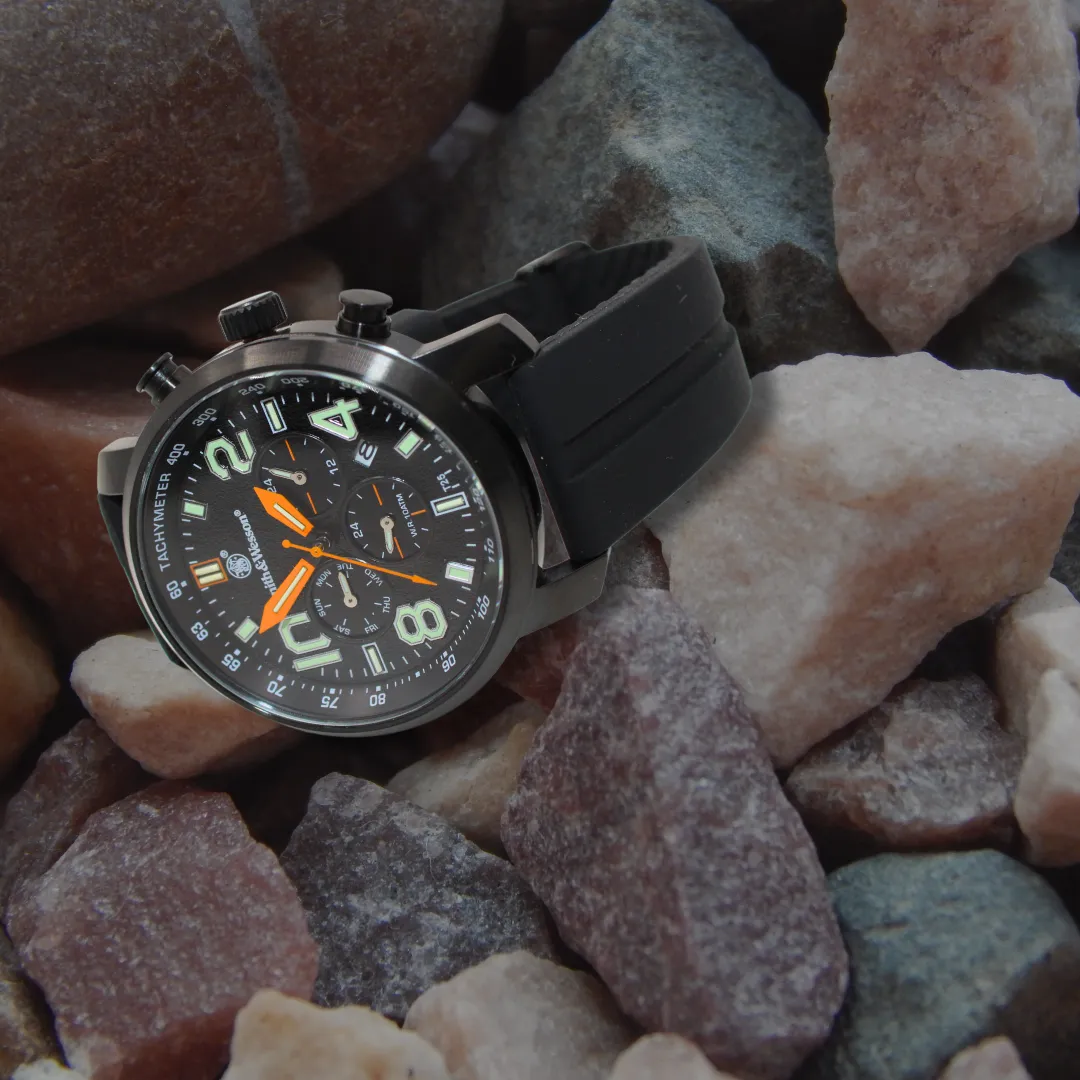 Black Smith & Wesson Tritium Chronograph Gold, Silicone Strap