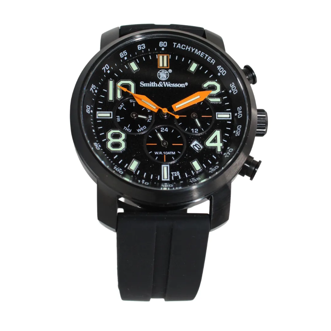Black Smith & Wesson Tritium Chronograph Gold, Silicone Strap