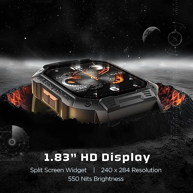 boAt Armour | Military Grade Smartwatch with 1.83" (4.64 cm) HD Display, Bluetooth Calling, Tough & Rugged Display, 100  Watch Faces