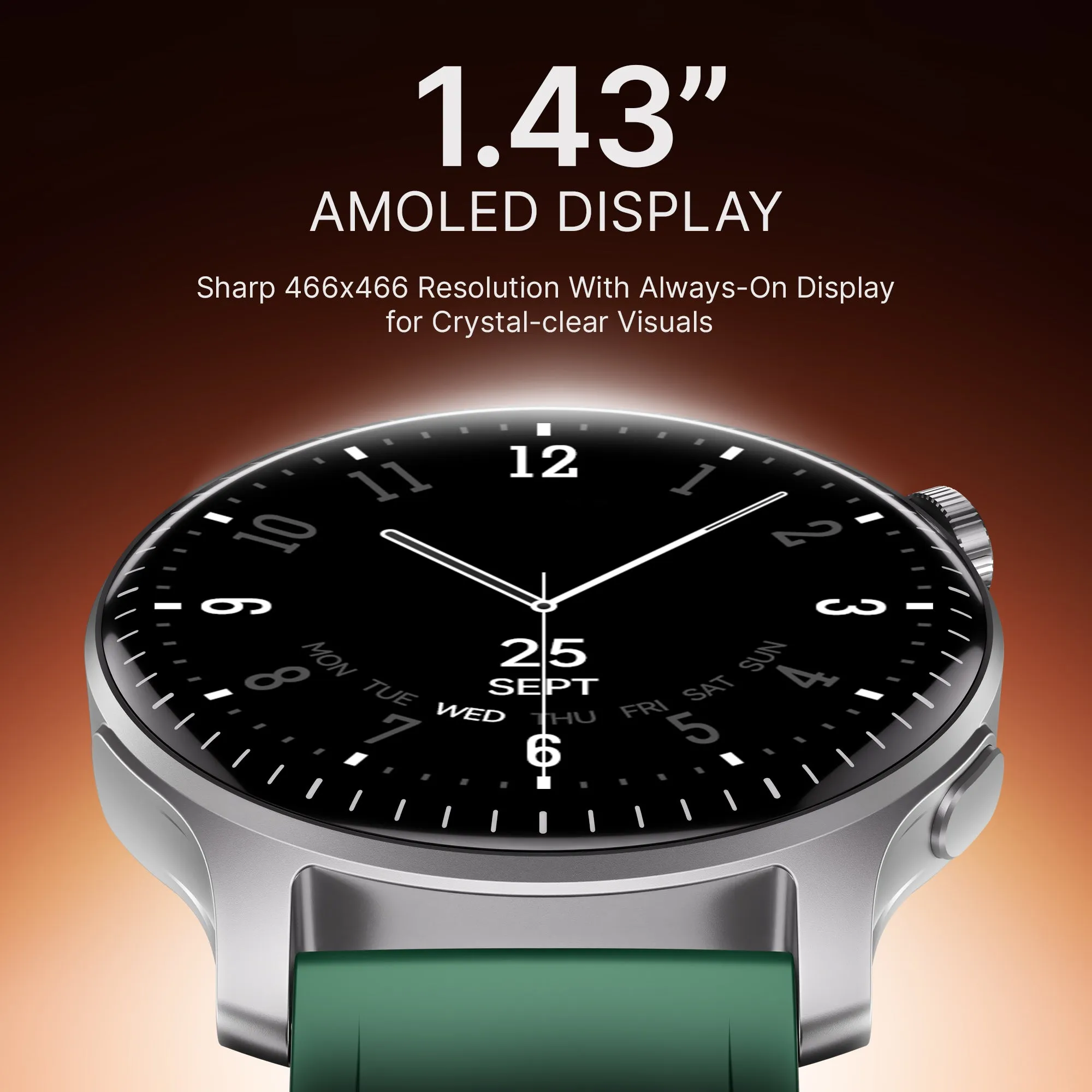 boAt Ultima Prime | Smartwatch with 1.43" AMOLED Display, Cloud Watch Faces, Emergency SOS, BT Calling, Functional Crown