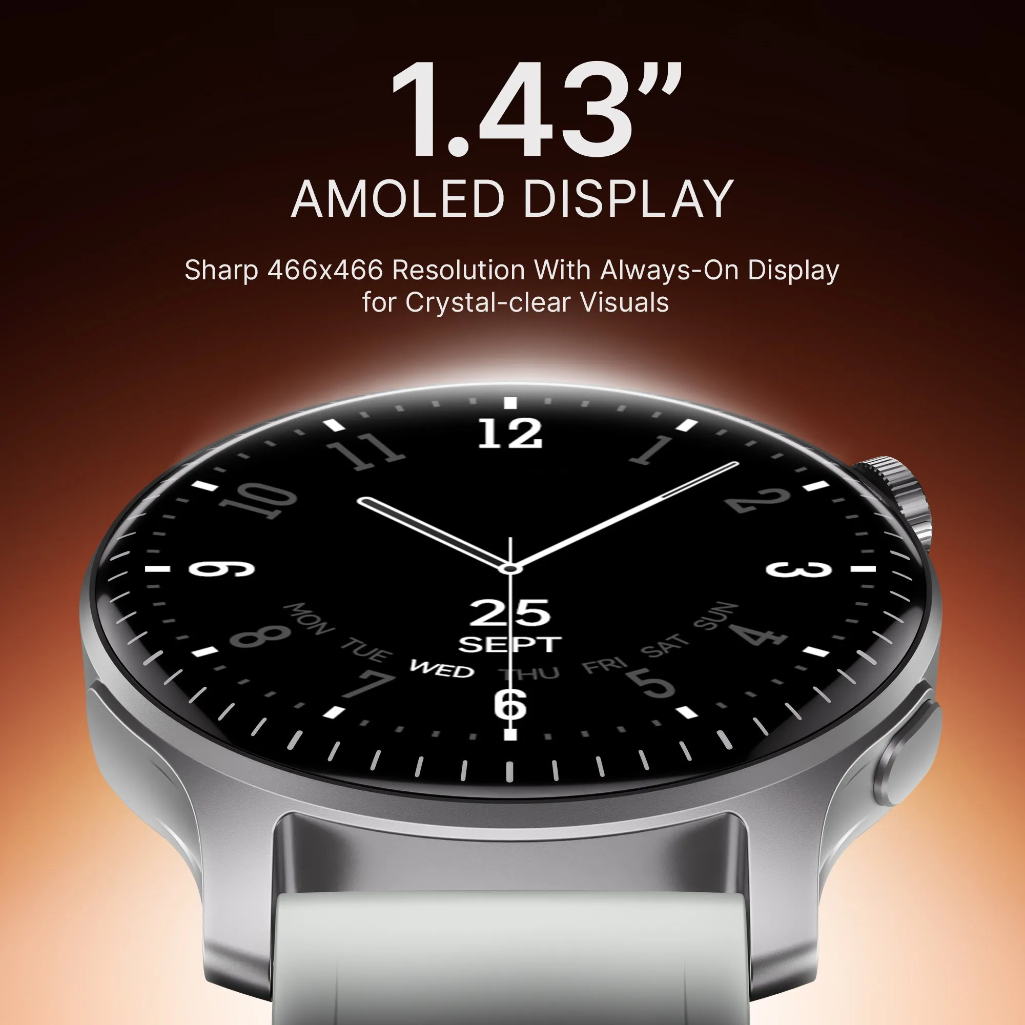 boAt Ultima Prime | Smartwatch with 1.43" AMOLED Display, Cloud Watch Faces, Emergency SOS, BT Calling, Functional Crown