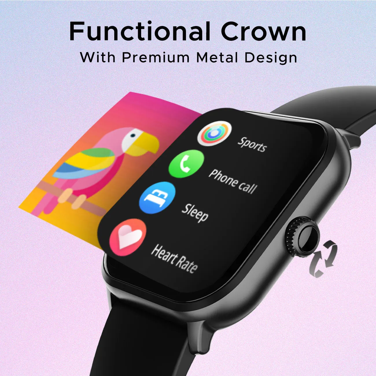 boAt Wave Spin Voice | Smartwatch with 1.85" HD Display, 100  Sports Modes, Functional Crown, Built-in-games