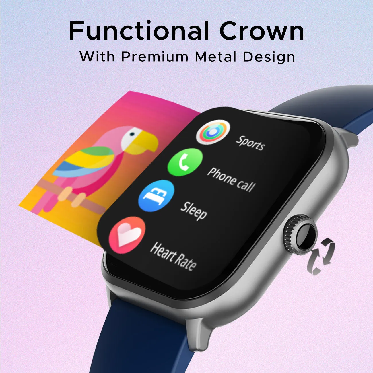boAt Wave Spin Voice | Smartwatch with 1.85" HD Display, 100  Sports Modes, Functional Crown, Built-in-games