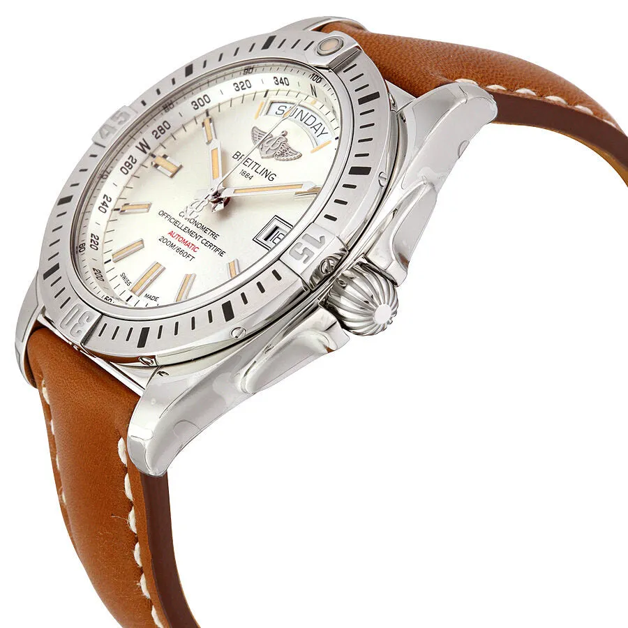 Breitling Galactic 44 Automatic Silver Dial Brown Leather Men's Watch A45320B9-G797CMLT A45320B9-G797-433X-A20BA.1