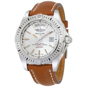 Breitling Galactic 44 Automatic Silver Dial Brown Leather Men's Watch A45320B9-G797CMLT A45320B9-G797-433X-A20BA.1