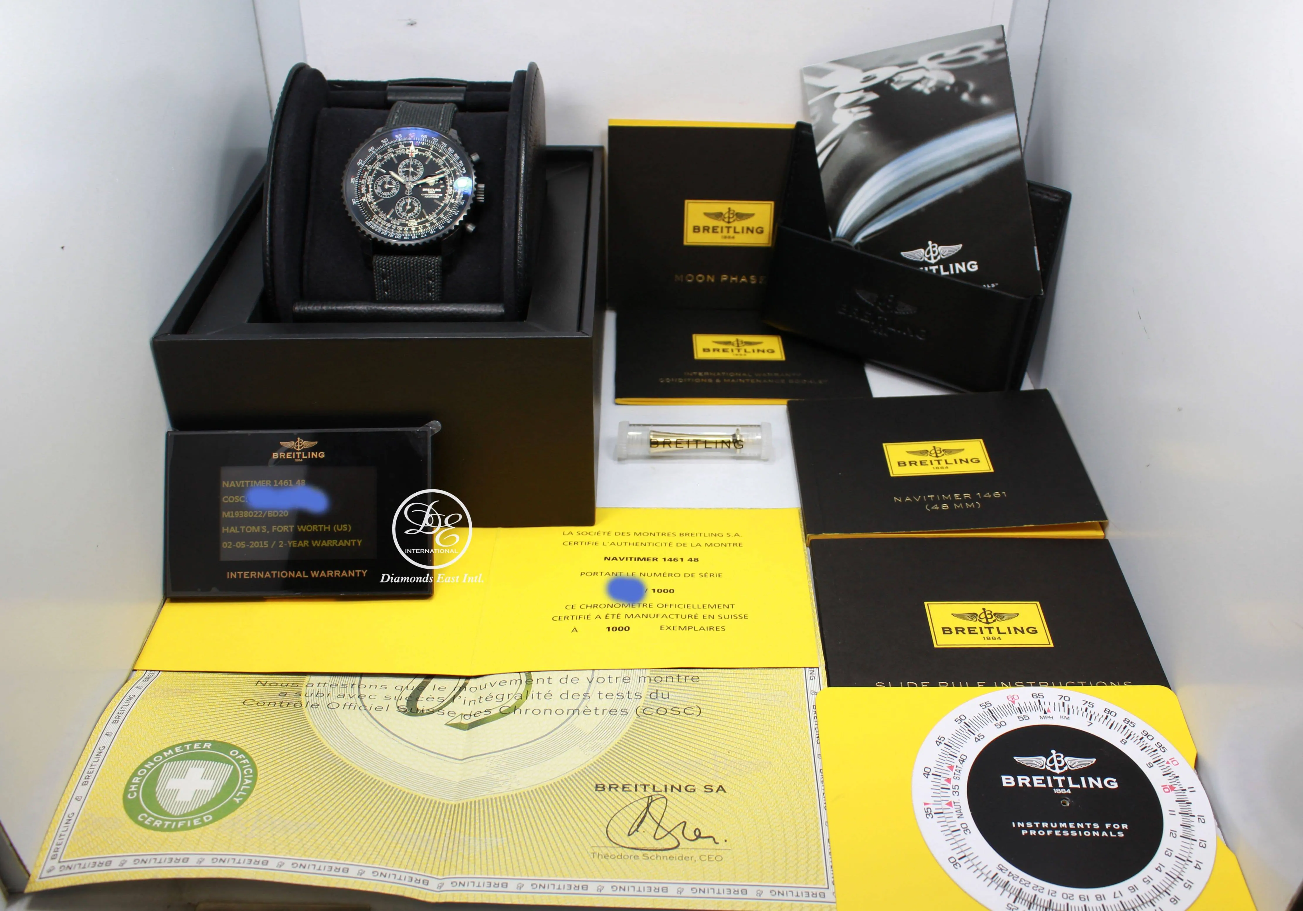BREITLING Navitimer 1461 m1938022/bd20 LIMITED EDITION 48mm Black Steel Chronograph Moon Phase NEW