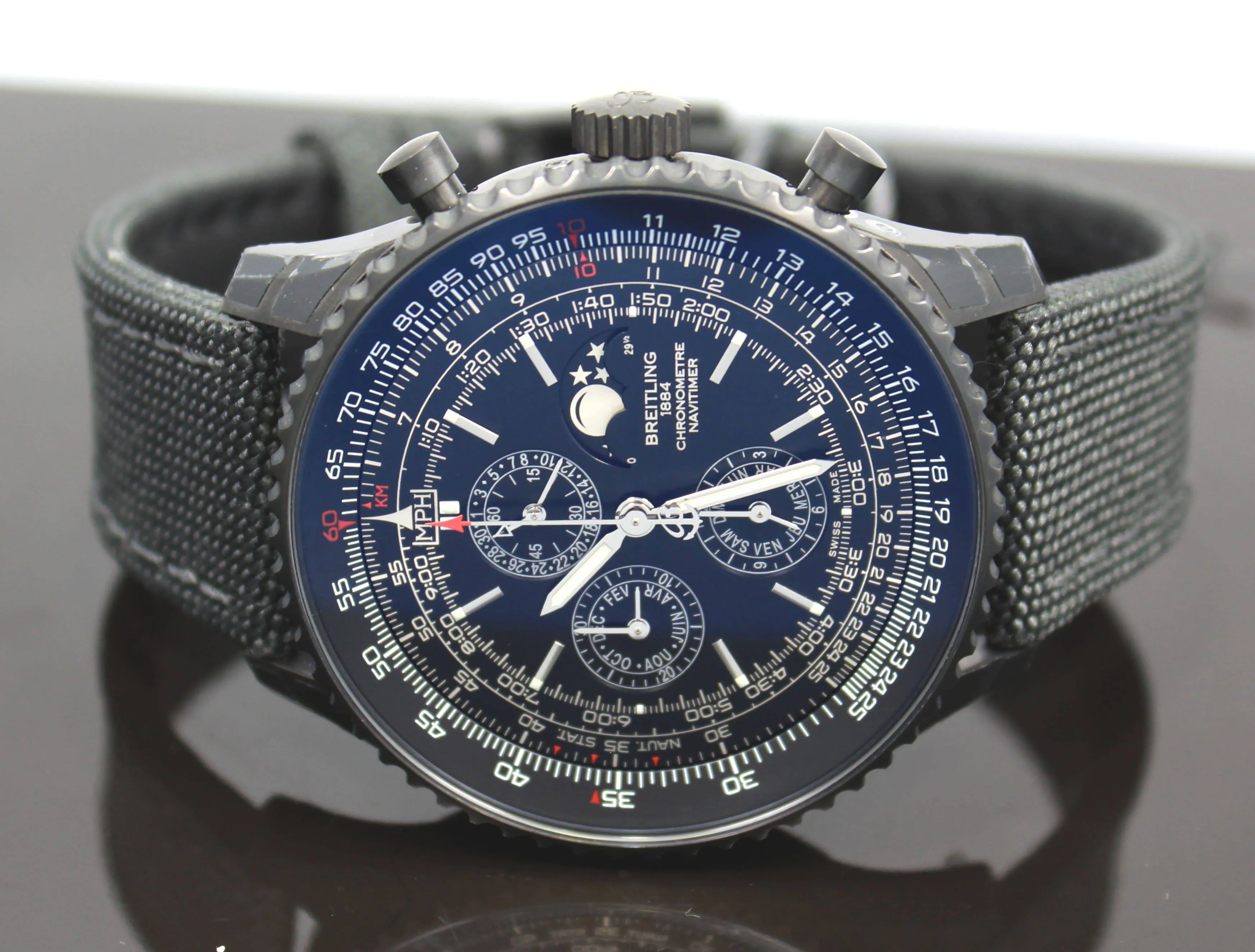 BREITLING Navitimer 1461 m1938022/bd20 LIMITED EDITION 48mm Black Steel Chronograph Moon Phase NEW