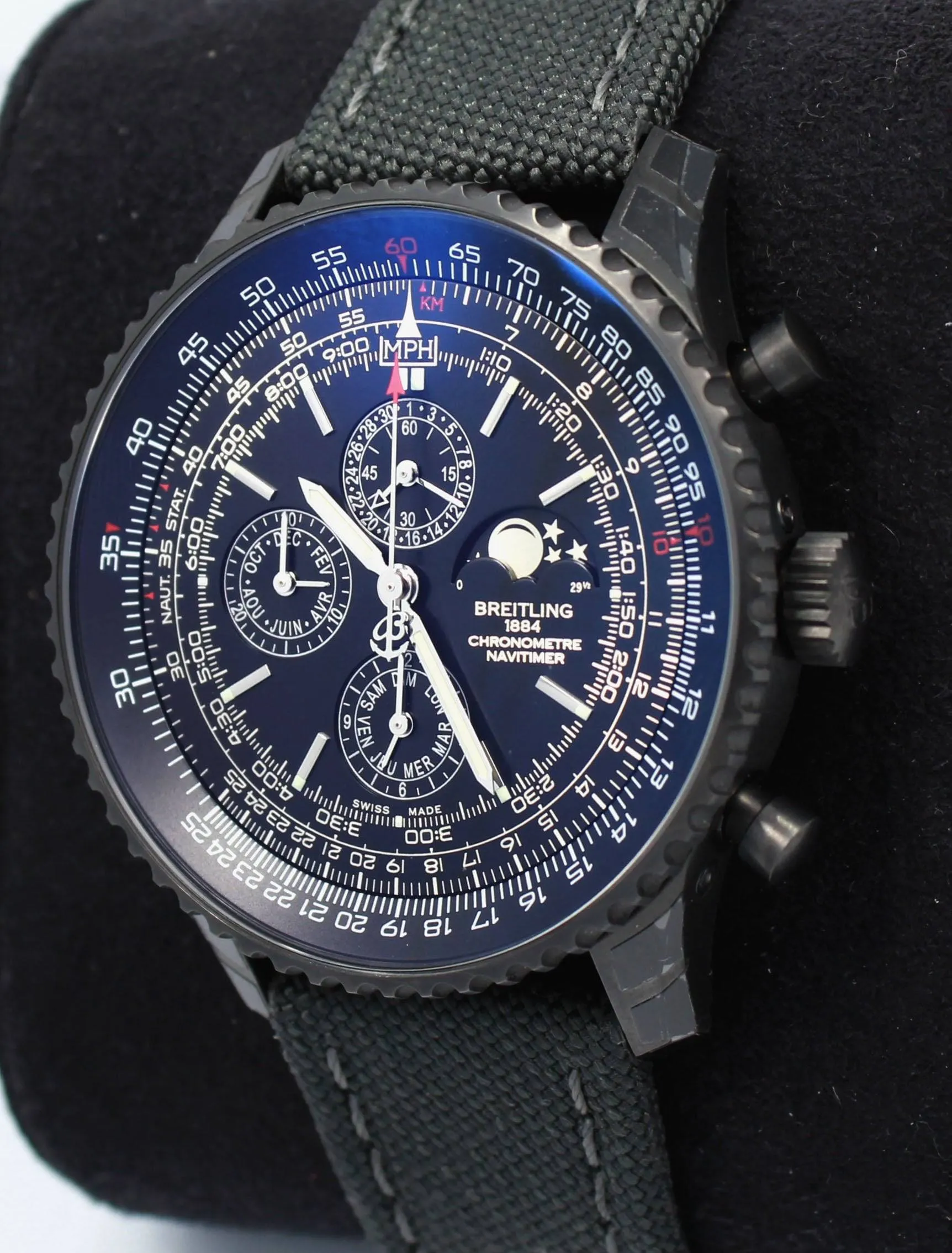 BREITLING Navitimer 1461 m1938022/bd20 LIMITED EDITION 48mm Black Steel Chronograph Moon Phase NEW
