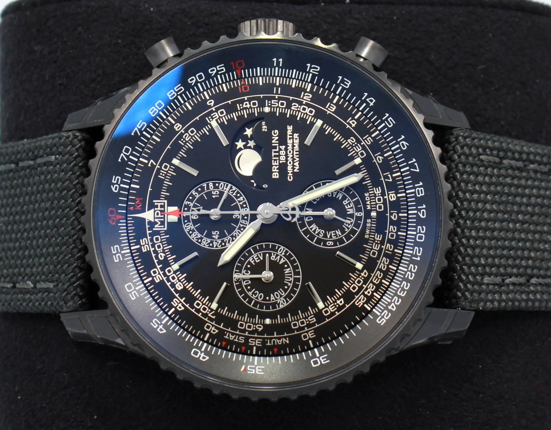 BREITLING Navitimer 1461 m1938022/bd20 LIMITED EDITION 48mm Black Steel Chronograph Moon Phase NEW