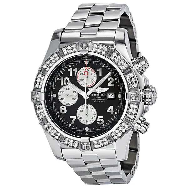 Breitling Super Avenger Chronograph Black Dial Men's Watch A1337053-B973SS