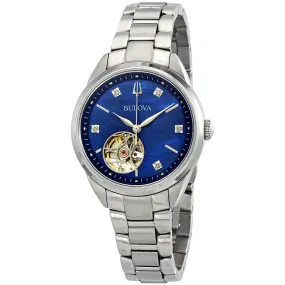 Bulova Classics Automatic Blue Mother of Pearl Diamond Dial Ladies Watch 96P191