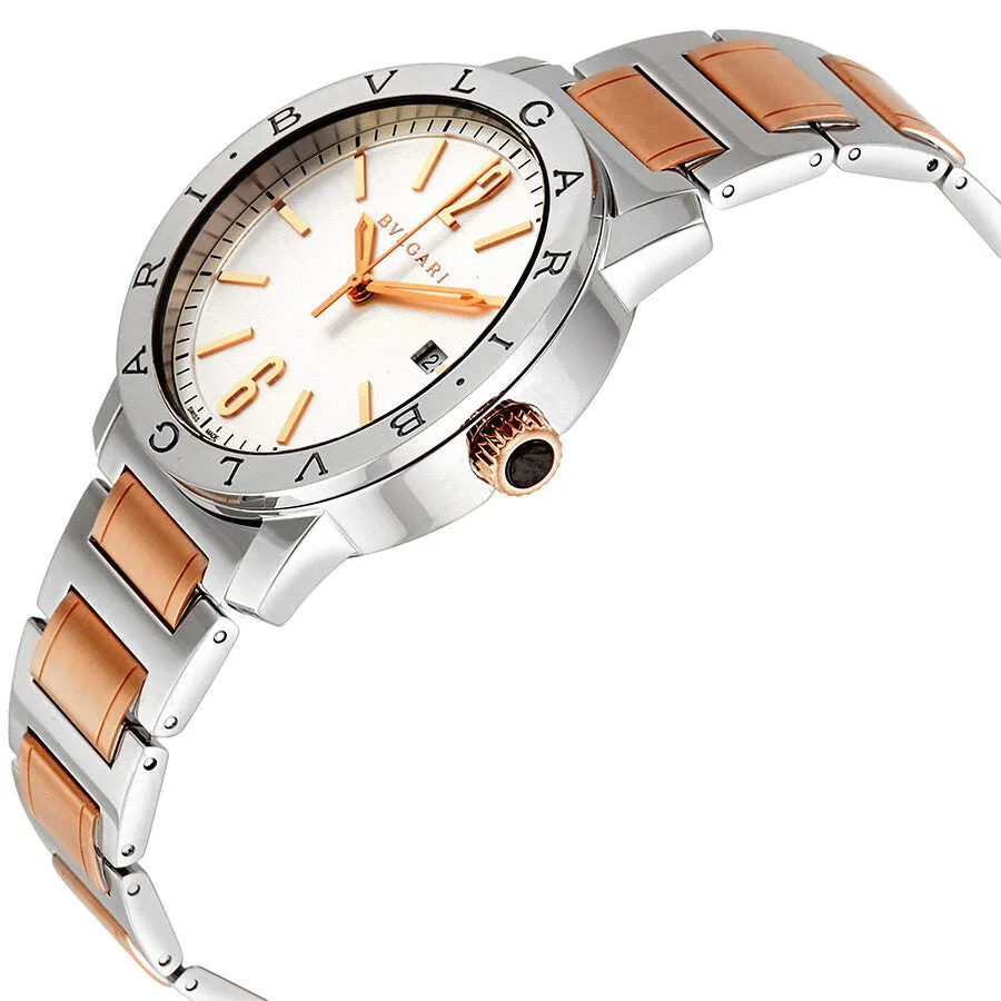 Bvlgari Bvlgari Two-tone Gold Bracelet White Dial Automatic Men's Watch 102108