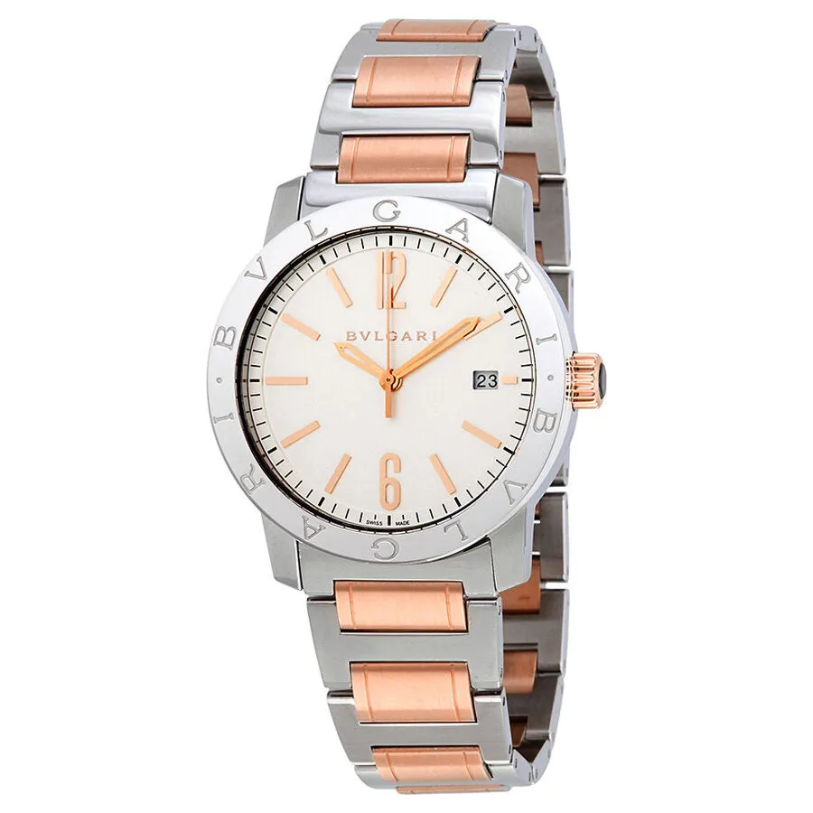 Bvlgari Bvlgari Two-tone Gold Bracelet White Dial Automatic Men's Watch 102108