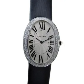 Cartier Baignoire Manual Wind Diamond Bezel 18 kt White Gold Ladies Watch WB520009