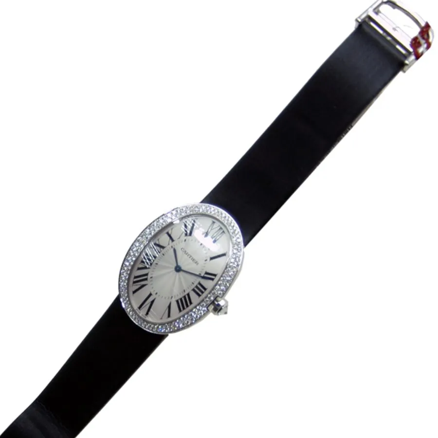 Cartier Baignoire Manual Wind Diamond Bezel 18 kt White Gold Ladies Watch WB520009