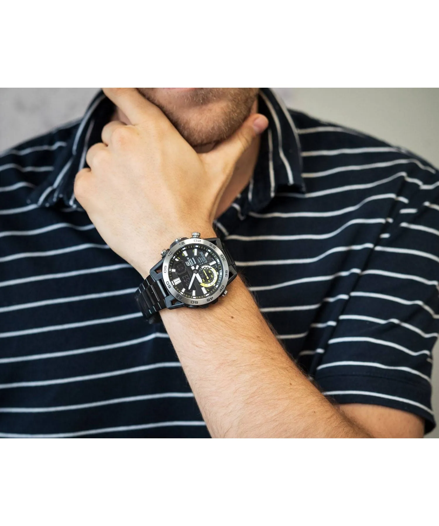 Casio Edifice Mobile Linked Stainless Steel Men's Watch| ECB-40DC-1ADF