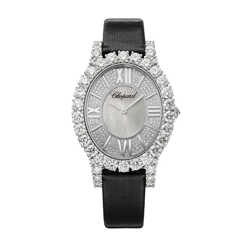 CHOPARD DIAMOND-SET L'HEURE DU DIAMANT WITH BLACK STRAP