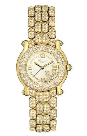 Chopard Happy Sport Diamond 18kt Yellow Gold Ladies Watch 27/6194-20