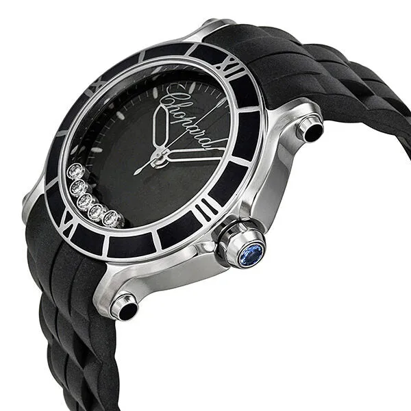 Chopard Happy Sport Floating Diamonds Black Dial Ladies Watch 278551-3002