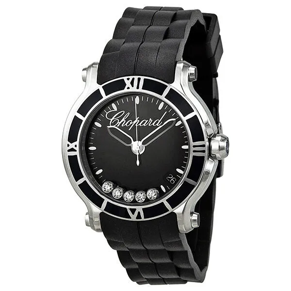 Chopard Happy Sport Floating Diamonds Black Dial Ladies Watch 278551-3002