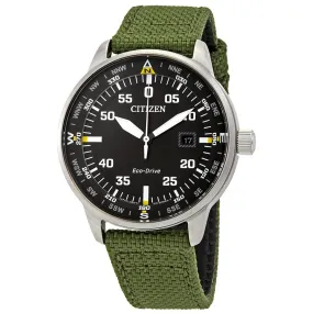Citizen Solar Black Dial Green Nylon Men's Watch BM7390-22X