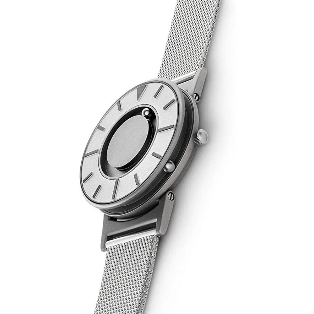 Eone Timepieces Unisex Bradley Silver Dial Band Mesh Compass Iris Steel Quartz Watches - BR-COM-IRIS2