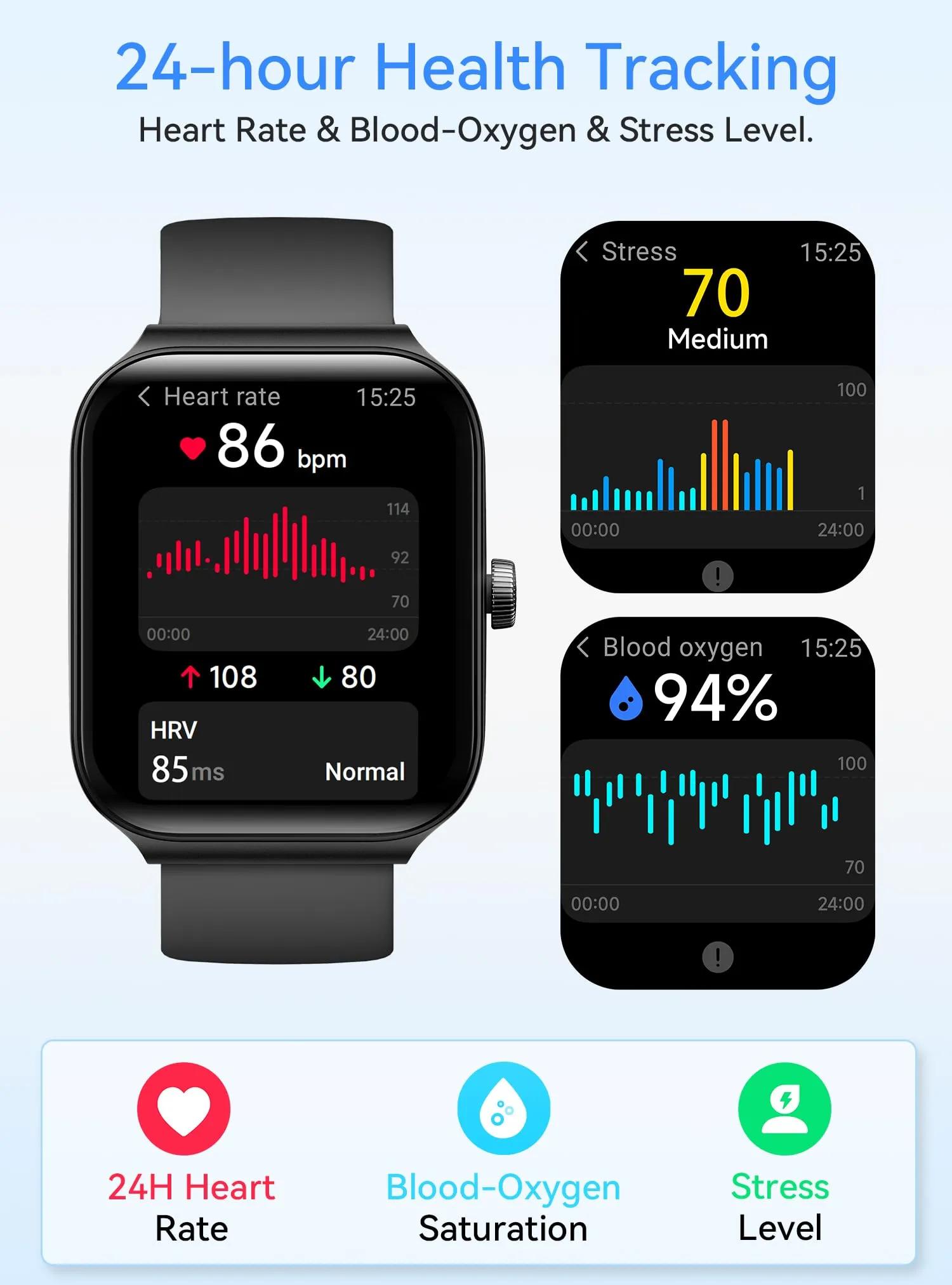 Fitness Smart Watch for Men Women with Heart Rate Monitor, Qucian Smartwatch for Android & iOS Phones, Activity Tracker with Alexa, Sleep Monitor, Step Calorie Counter, Bluetooth Call,IP68 Waterproof