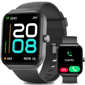 Fitness Smart Watch for Men Women with Heart Rate Monitor, Qucian Smartwatch for Android & iOS Phones, Activity Tracker with Alexa, Sleep Monitor, Step Calorie Counter, Bluetooth Call,IP68 Waterproof