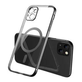 For Apple iPhone 14 MagSafe Magnetic Case with HaloLock Shockproof Military Grade Protection Scratch Resistant Back Clear Protective Cover (Black)