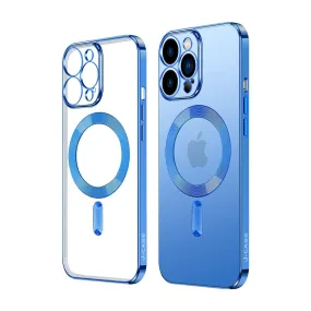 For Apple iPhone 14 Pro MagSafe Magnetic Case with HaloLock Shockproof Military Grade Protection Scratch Resistant Back Clear Protective Cover (Blue)