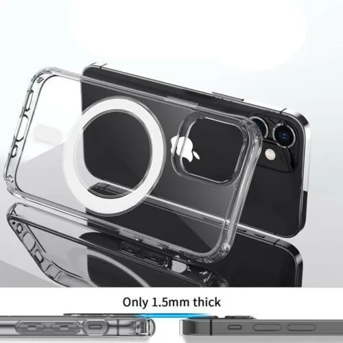 For iPhone 14 Magnetic Shockproof Clear Case Megsafe Back Cover