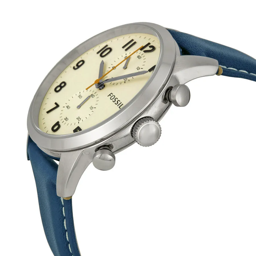 Fossil Townsman Chronograph White Dial Blue Leather Men's Watch FS4932