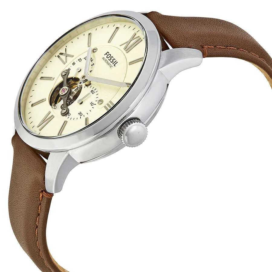 Fossil Townsman Mechanical Cream Dial Brown Leather Men's Watch ME3064