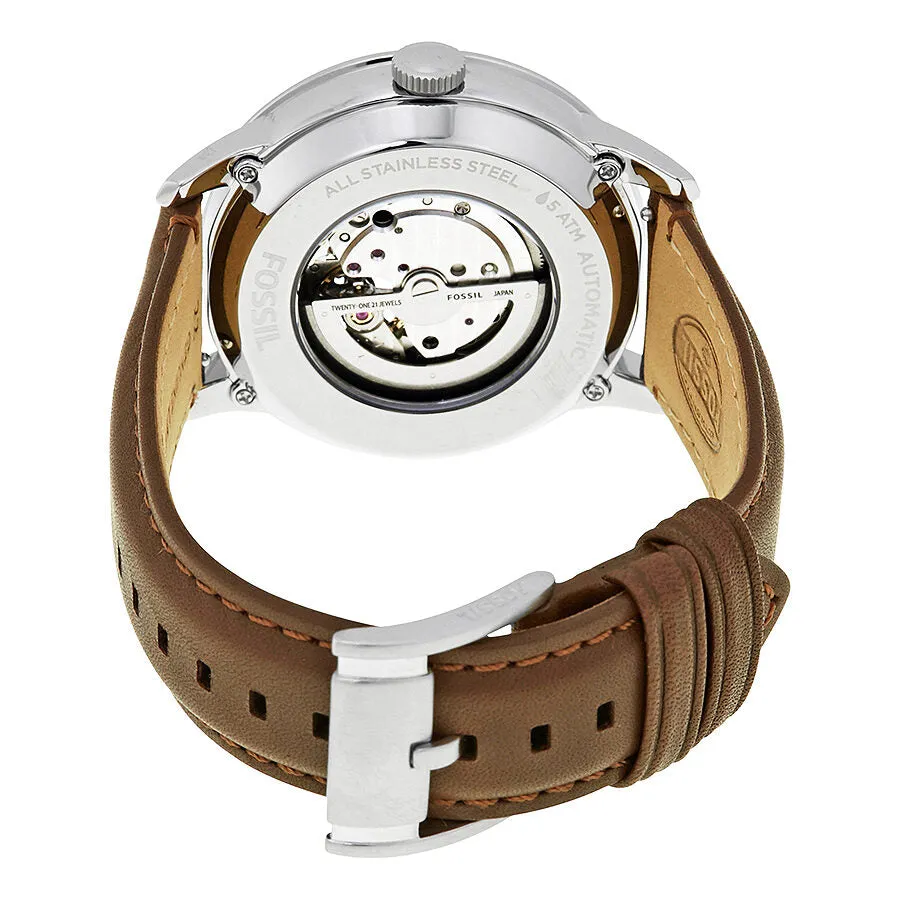 Fossil Townsman Mechanical Cream Dial Brown Leather Men's Watch ME3064