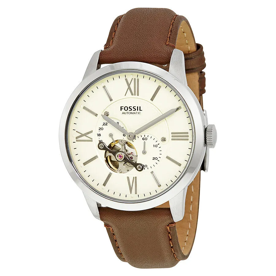Fossil Townsman Mechanical Cream Dial Brown Leather Men's Watch ME3064