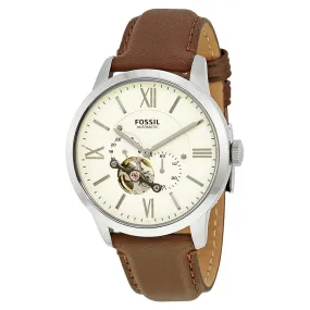 Fossil Townsman Mechanical Cream Dial Brown Leather Men's Watch ME3064