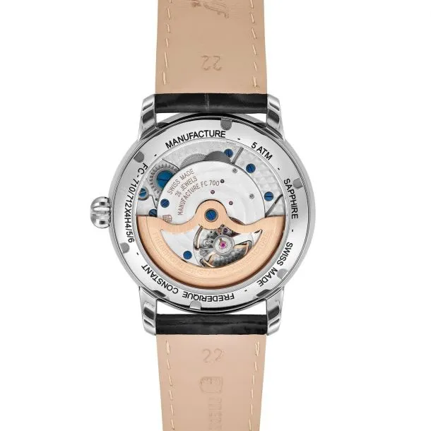 Frederique Constant Classic Moonphase Manufacture Black Leather Strap Watch