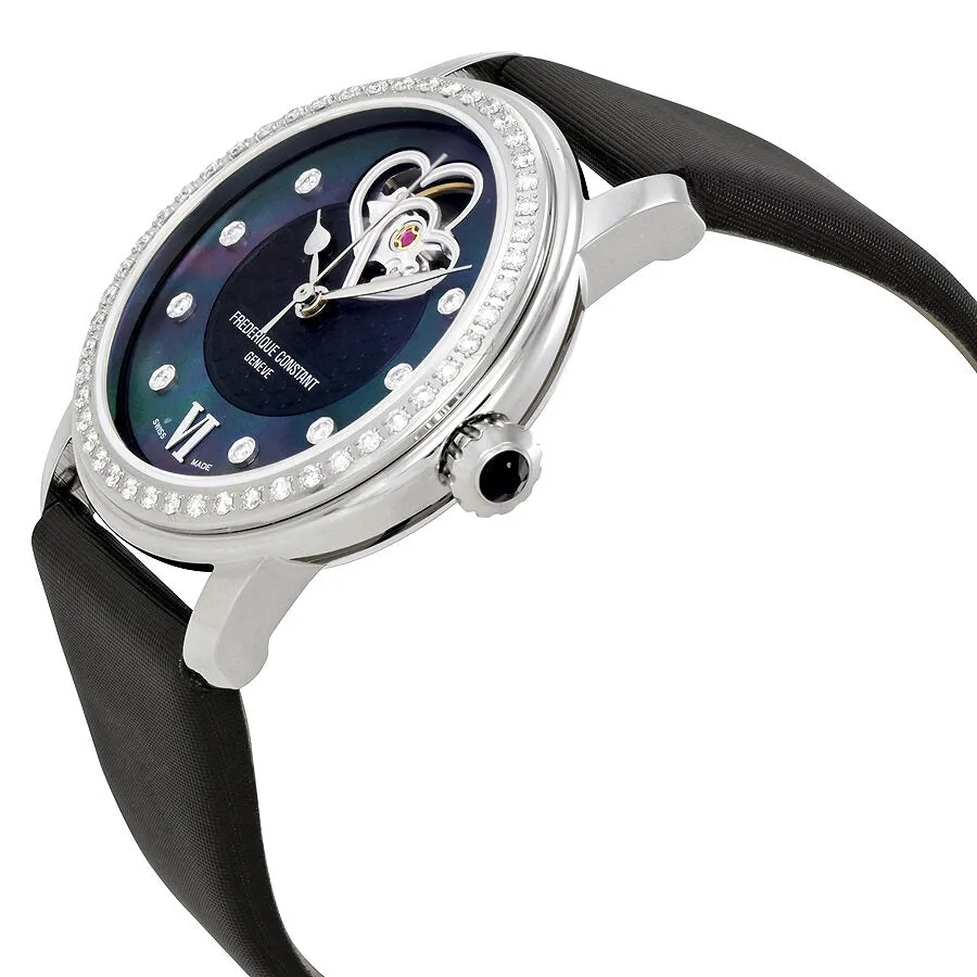 Frederique Constant Heartbeat Automatic Diamond Black Dial Ladies Watch FC-310BDHB2PD6