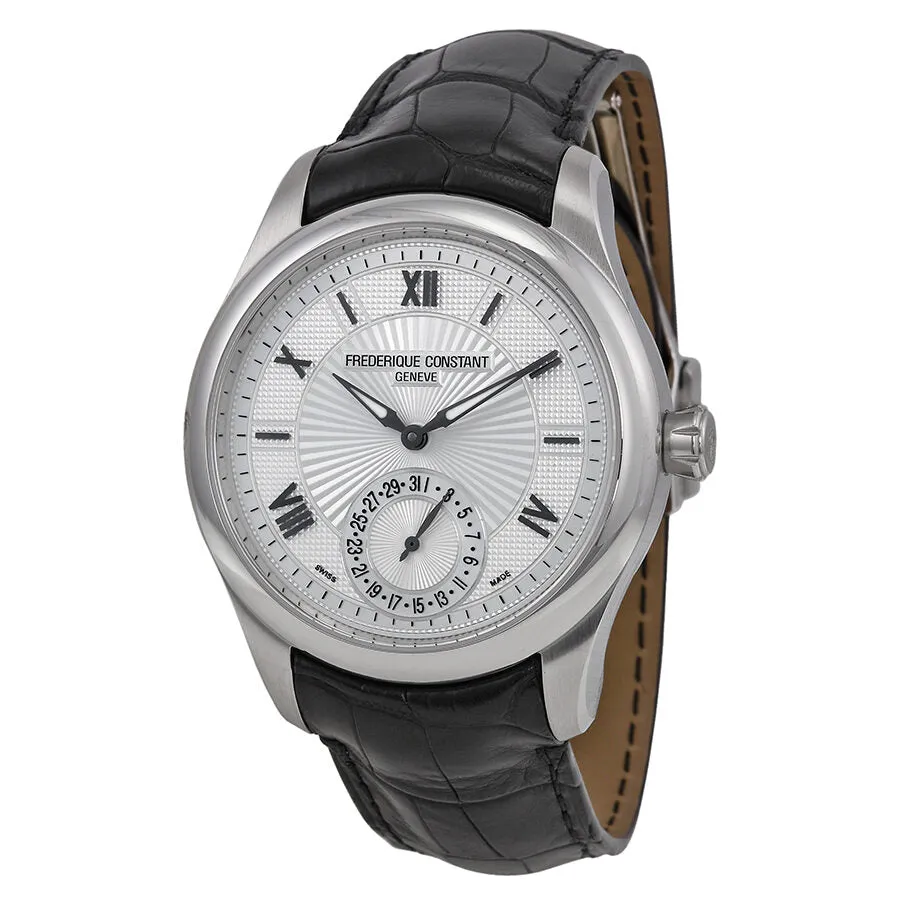 Frederique Constant Maxi Manufacture Silver Guilloche Leather Men's Watch FC-700MS5M6
