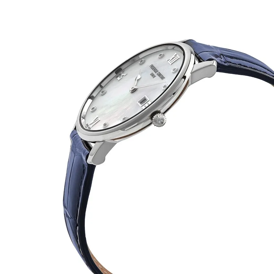 Frederique Constant Slimline Quartz Diamond White Mother of Pearl Dial Ladies Watch FC-220MPWD3S6