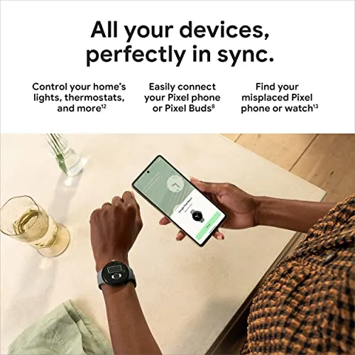 Google Pixel Watch - Android Smartwatch with Fitbit Activity Tracking - Heart Rate Tracking - Polished Silver Stainless Steel case with Chalk Active band - LTE