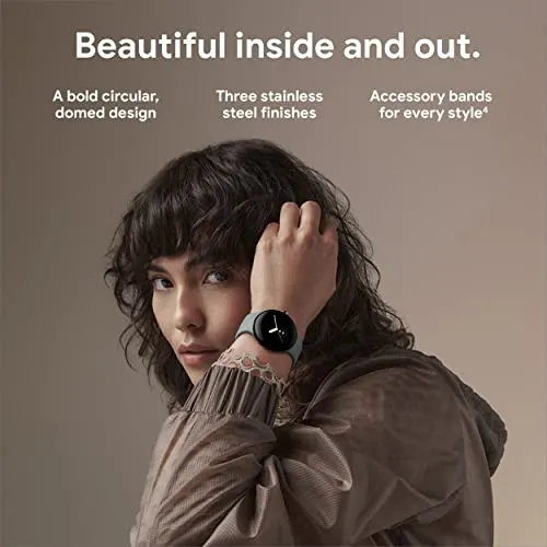 Google Pixel Watch - Android Smartwatch with Fitbit Activity Tracking - Heart Rate Tracking - Polished Silver Stainless Steel case with Chalk Active band - LTE