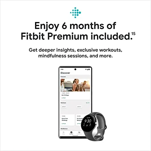 Google Pixel Watch - Android Smartwatch with Fitbit Activity Tracking - Heart Rate Tracking - Polished Silver Stainless Steel case with Chalk Active band - LTE