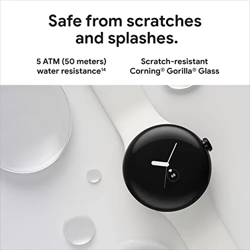 Google Pixel Watch - Android Smartwatch with Fitbit Activity Tracking - Heart Rate Tracking - Polished Silver Stainless Steel case with Chalk Active band - LTE