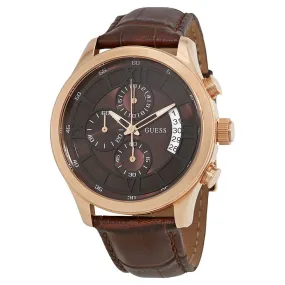 Guess Bronze Dial Men's Chronograph Leather Watch W14052G2