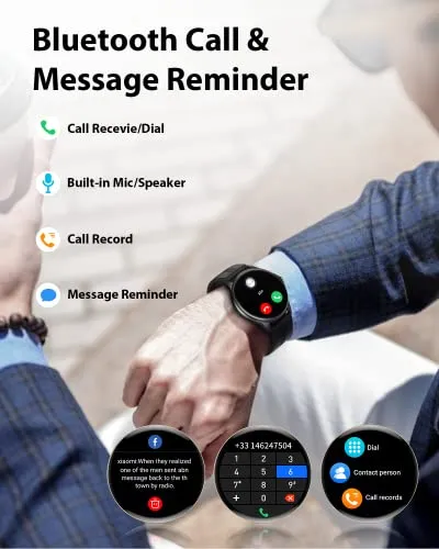 Gydom Smart Watch for Men Answer/Make Call, 1.28" Touch Screen Fitness Tracker with Blood Oxygen/Heart Rate/Sleep Monitor, 100 Sport Modes, IP68 Waterproof Smartwatch for Android iPhone