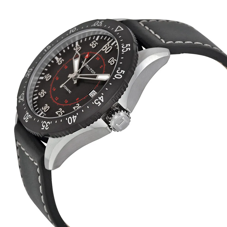 Hamilton Khaki Pilot GMT Black Dial Black Leather Men's Watch H76755735