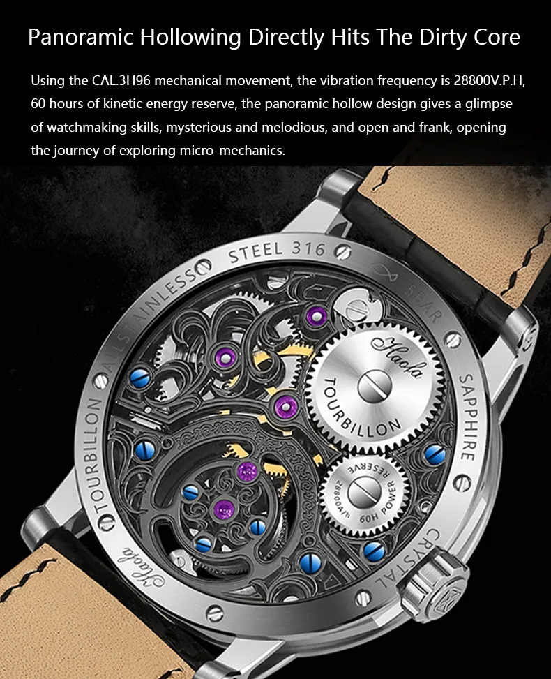 Haofa 12 clock tourbillon Pearl face Energy display 1939